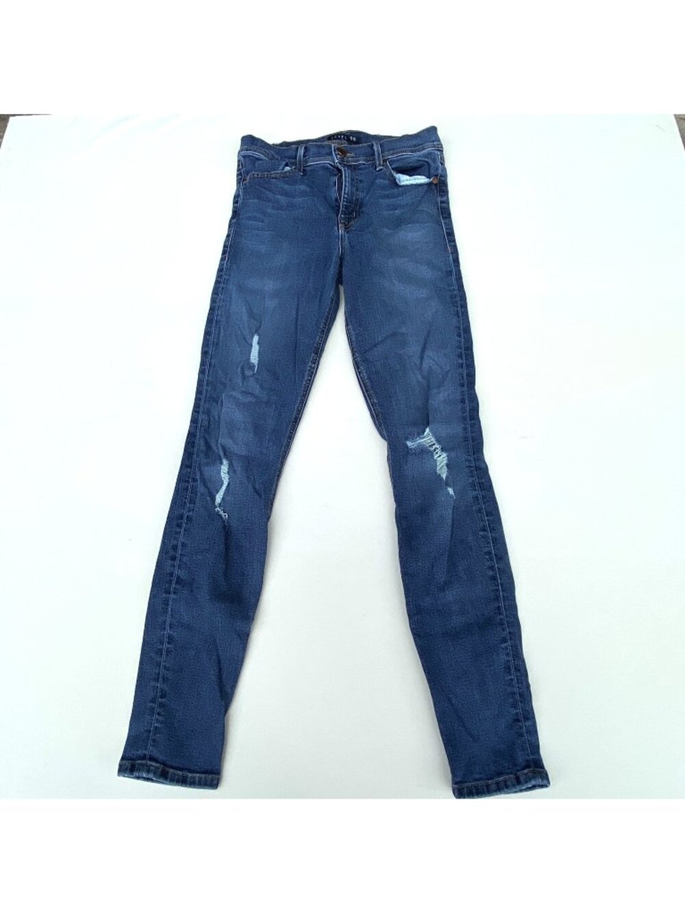 Level 99 Skinny Jeans Womens 28 Blue Distressed Ripped Denim